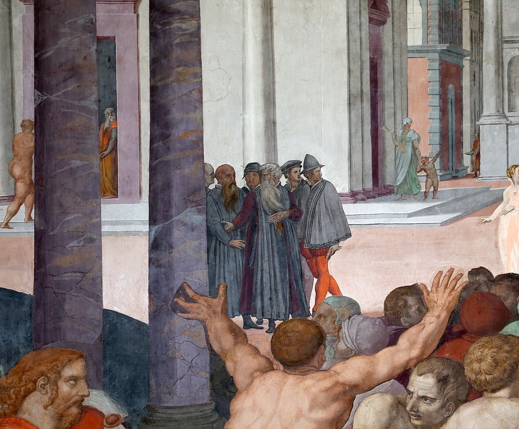 186-Santissima Annunziata - Firenze - Cappella Montauti - La cacciata dei mercanti dal tempio-dettaglio